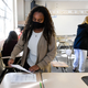 West Lawn, PA - March 3: Giani Clarke,18, a senior at Wilson High School, in her AP Statistics class.